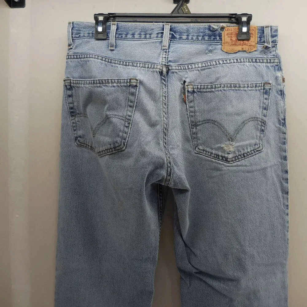 Levis 550 Men's Light Wash Thrashed Red Tab Relaxed Fit Jeans 38x34
